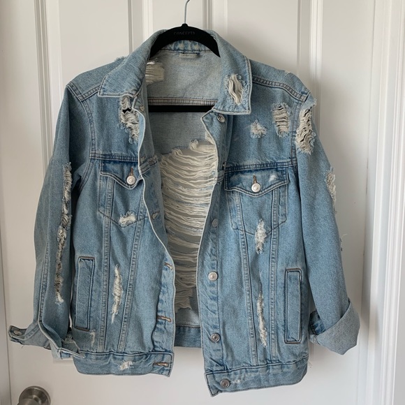 topshop distressed denim jacket